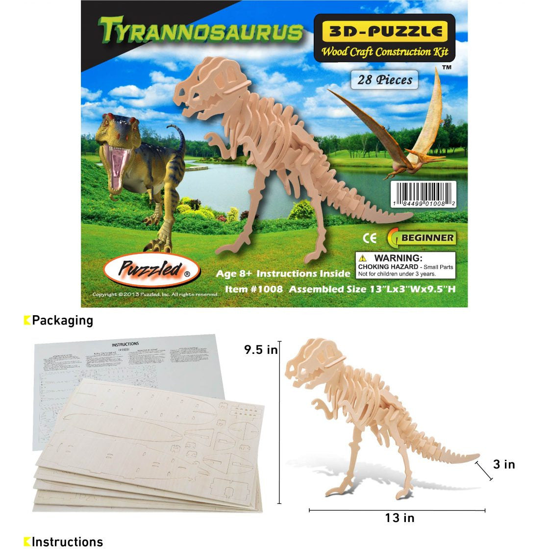 Wooden Tyrannosaurus 3D Puzzle