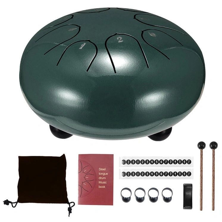 Green Steel Tongue Drum / Pan Drum with Carrying Bag