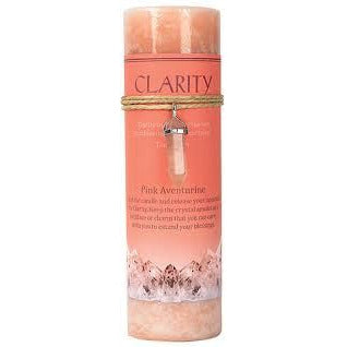 Clarity Pillar Candle with Pink Aventurine Crystal Pendant/Necklace
