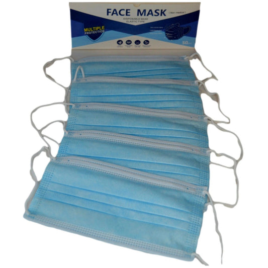 50 pieces - Adult Disposable Non-Medical Face Mask - 3 Ply