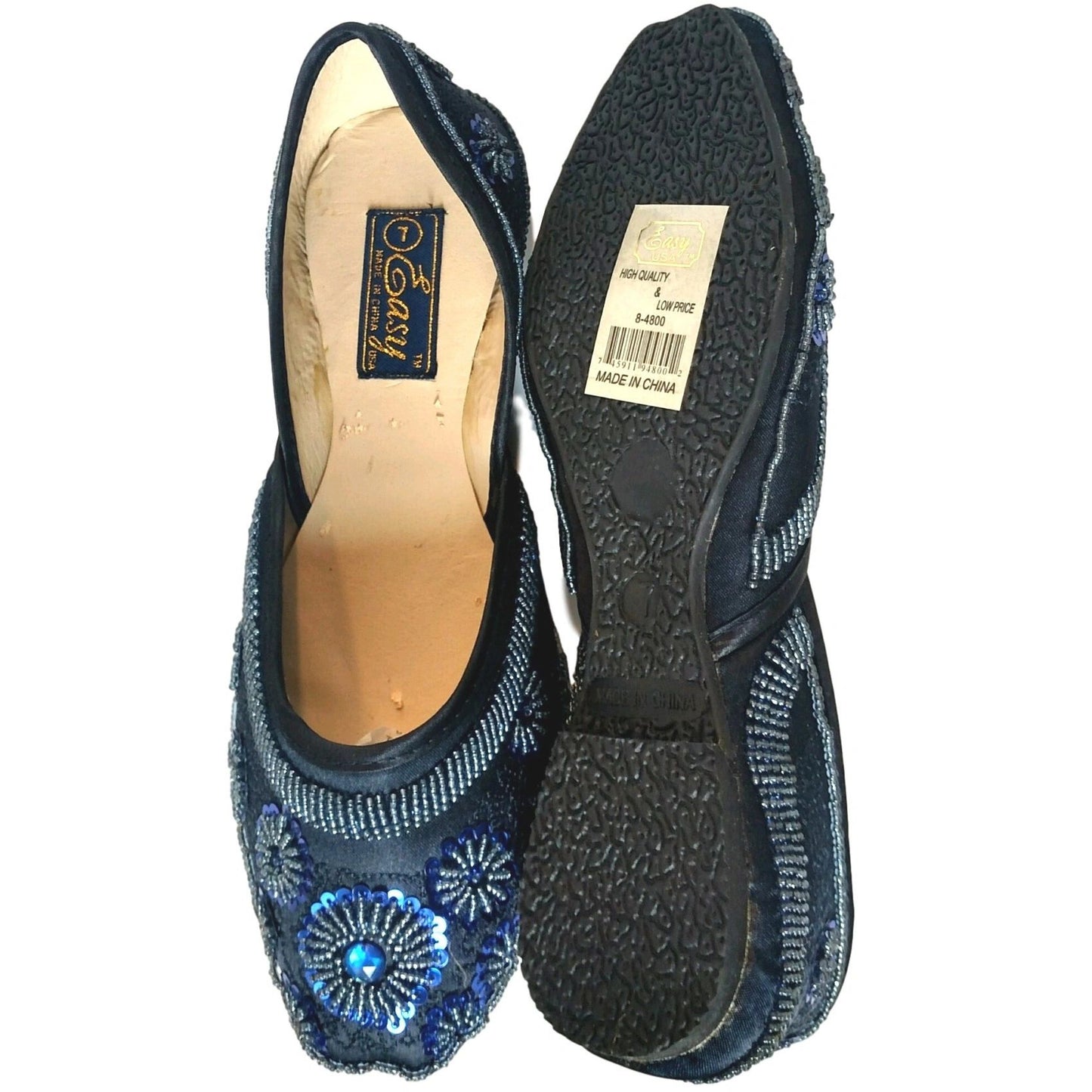 Blue Sequin and Beads Jutti/Khussa Flat Shoes