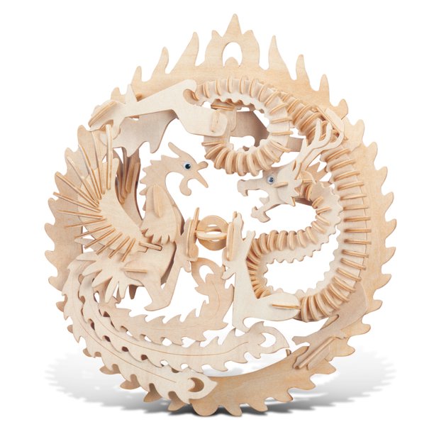 Wooden Lucky Dragon & Phoenix 3D Puzzle