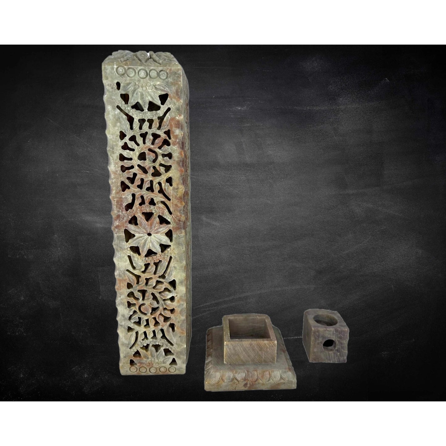 Floral Cut Out Soap Stone Multi Use Incense and Candle Holder