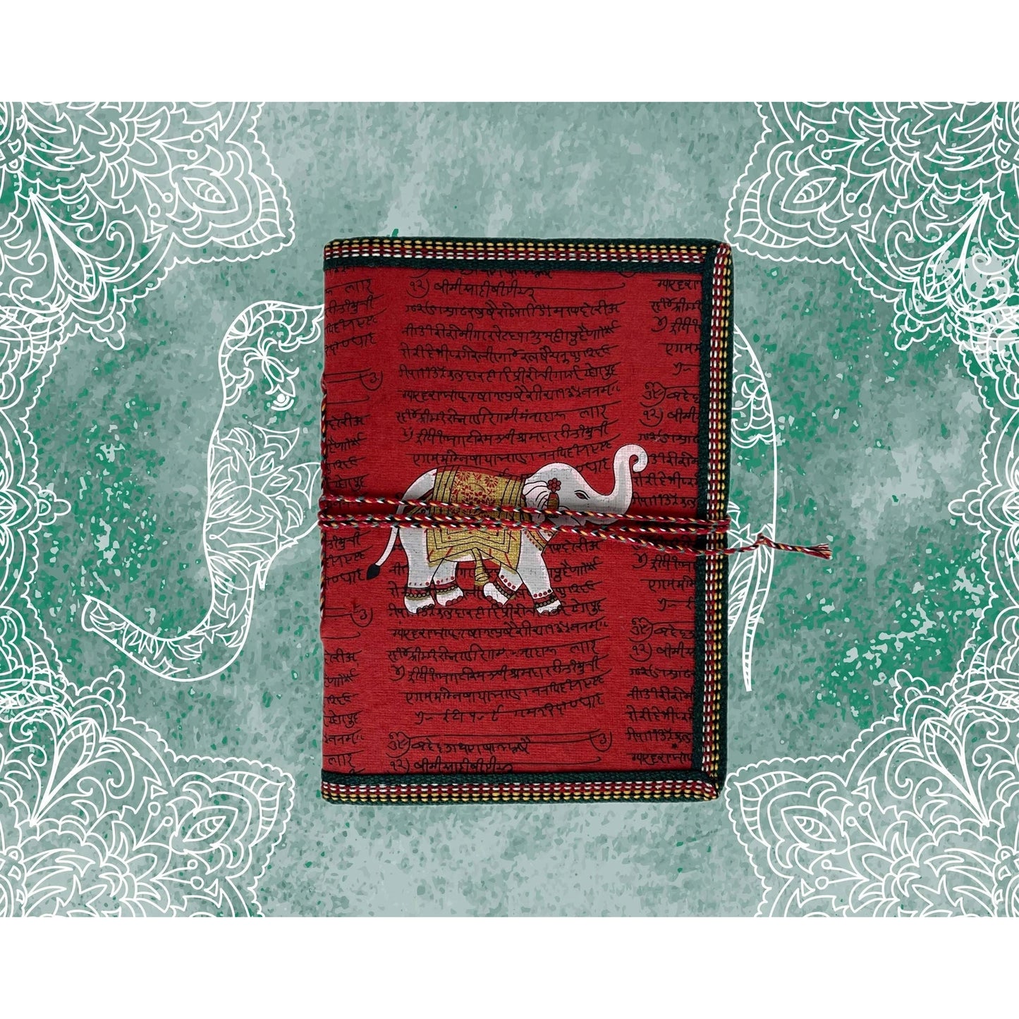 Elephant Block Printed Cloth Journal with Strap