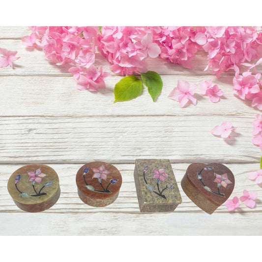 Soapstone W/ Inlay Floral Designs