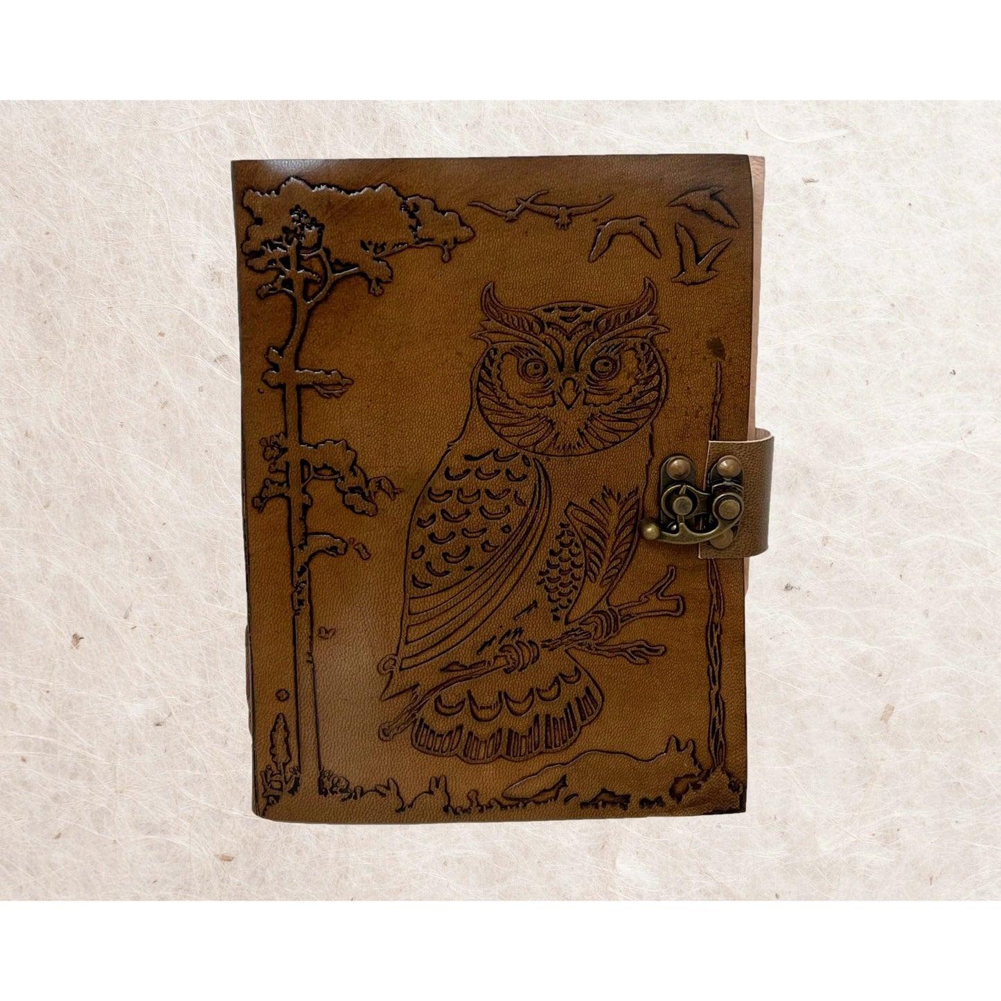Owl Leather Journal with Metal Closure