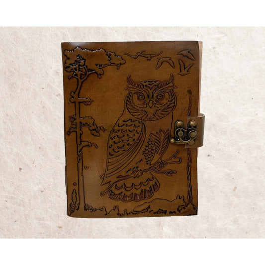 Owl Leather Journal with Metal Closure