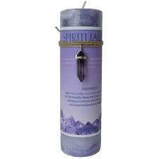 Spirituality Pillar Candle with Amethyst Crystal Pendant/Necklace