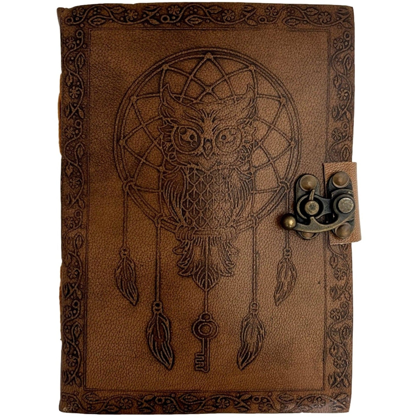 100% Leather Journal Embossed with Owl Dreamcatcher