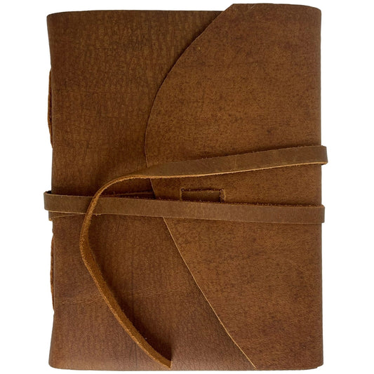 100% Leather Journal with Strap Closure and Handmade Paper
