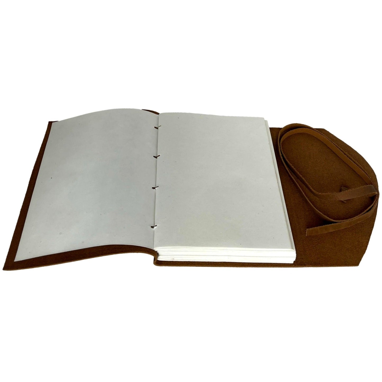 100% Leather Journal with Strap Closure and Handmade Paper