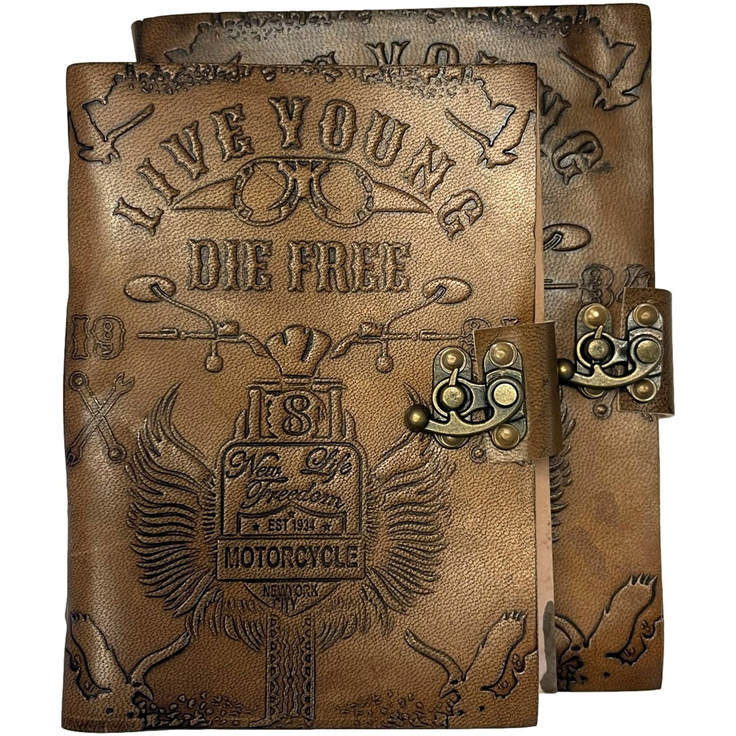 100% Leather Motorcycle Journal with Clasp
