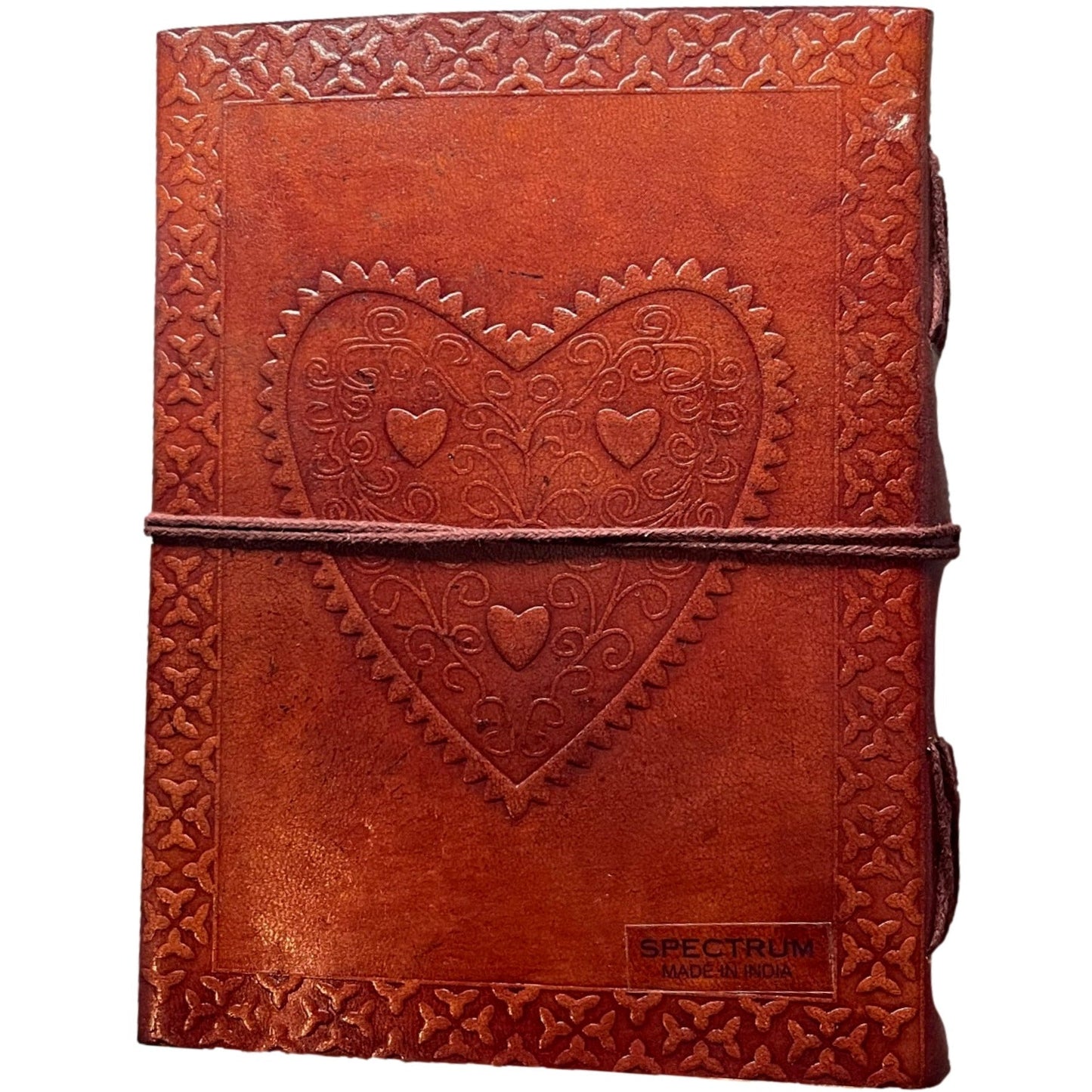Leather Embroidered Journal Adorned with Gemstone Crystals & Leather String Closure