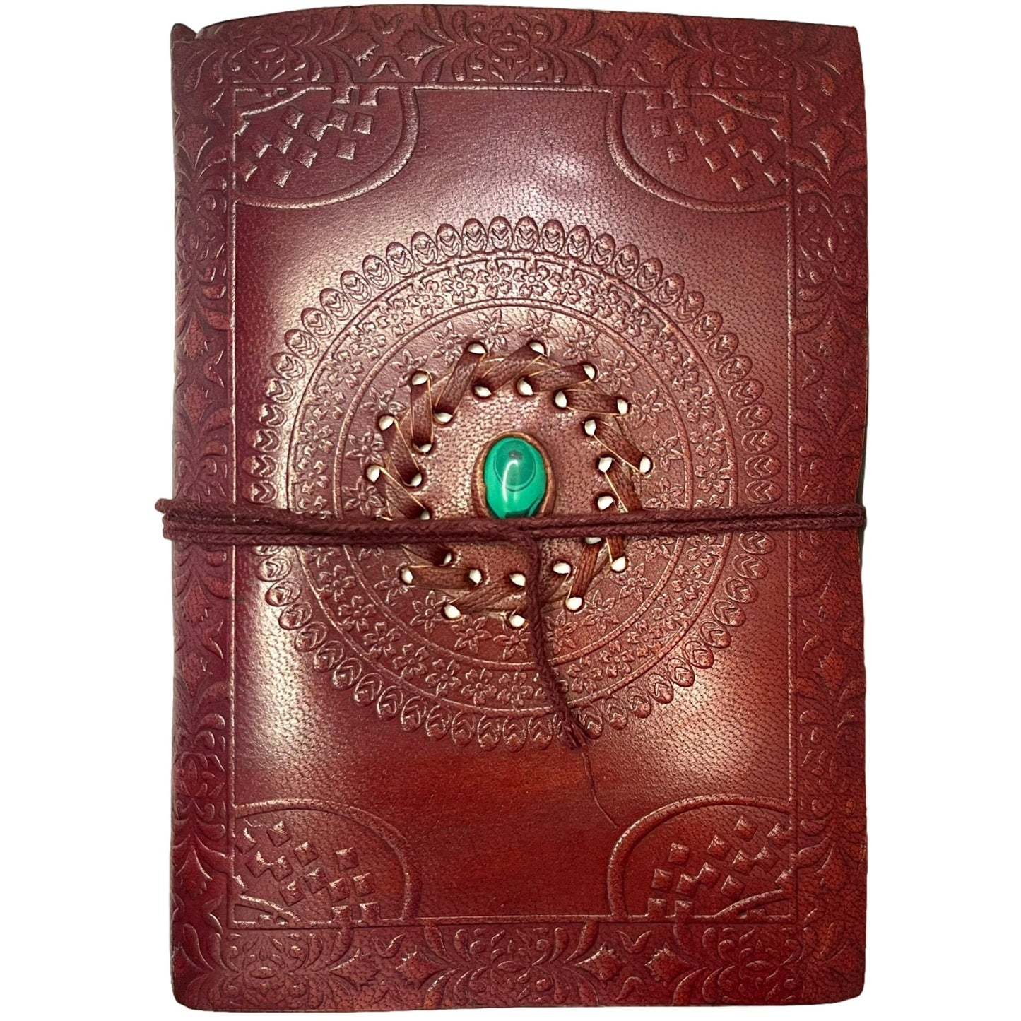 100% Leather Journal with Embossed Gemstone, Malachite, Carnelian, Onyx, or Turquoise