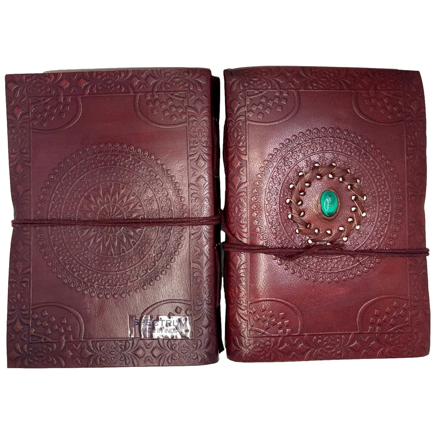 100% Leather Journal with Embossed Gemstone, Malachite, Carnelian, Onyx, or Turquoise