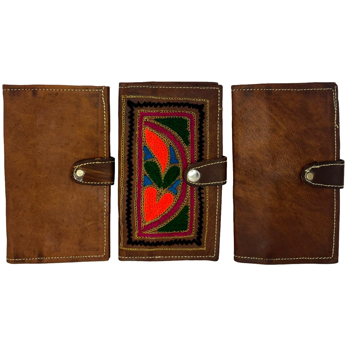 Natural Leather Embroidered Mojari Slim Wallet