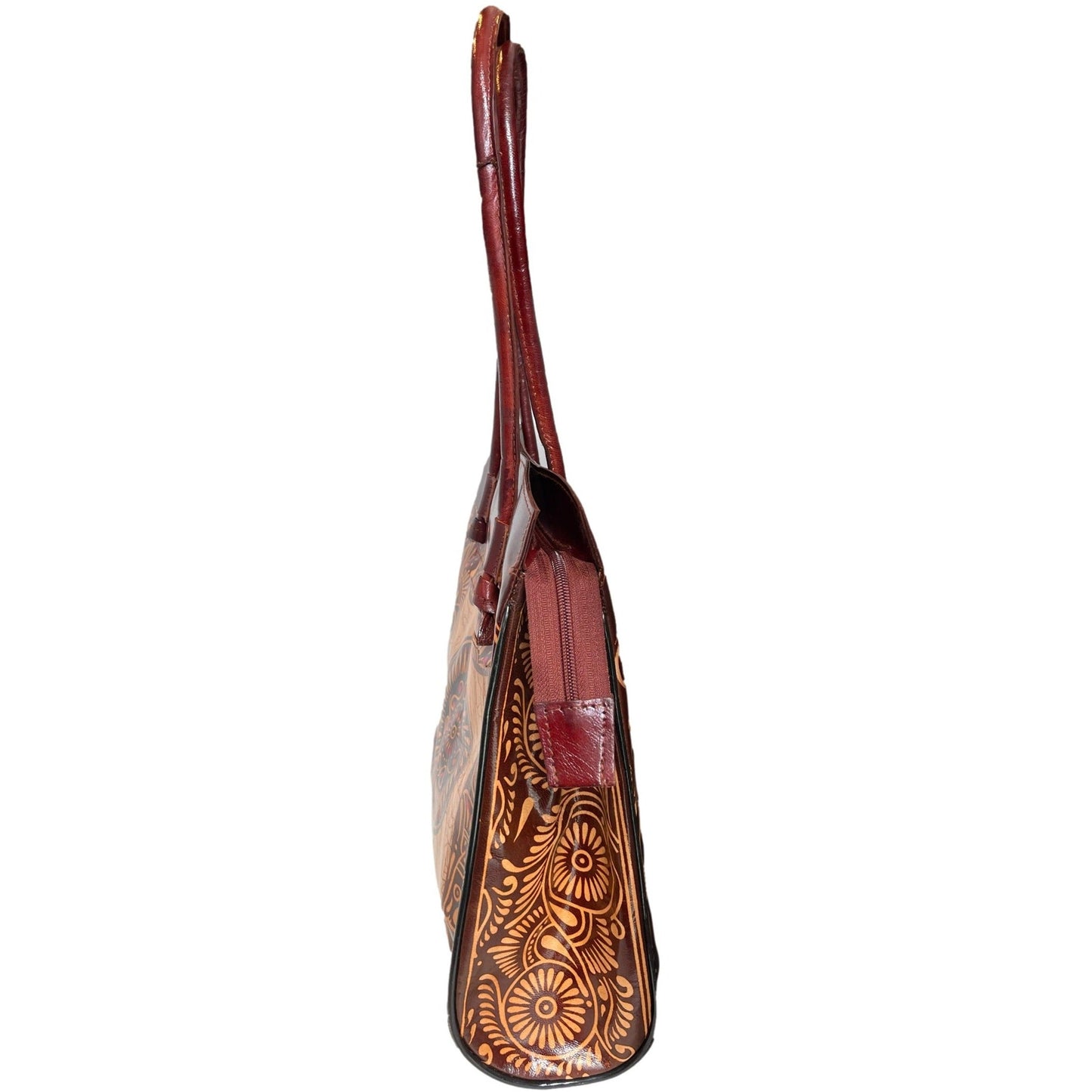Shantiniketan Genuine Leather Tote Purse with Design
