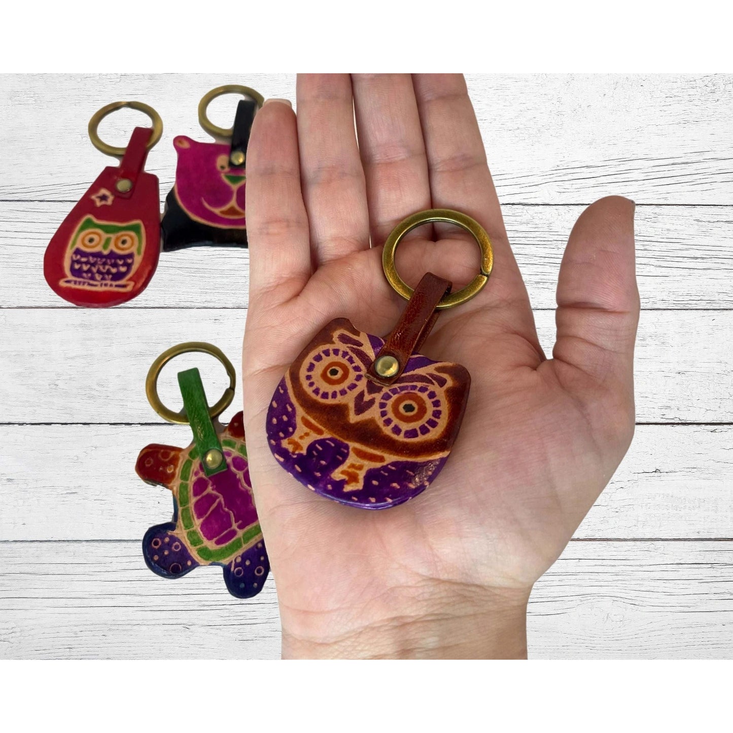 Hand Painted Shantiniketan Leather Key Chains