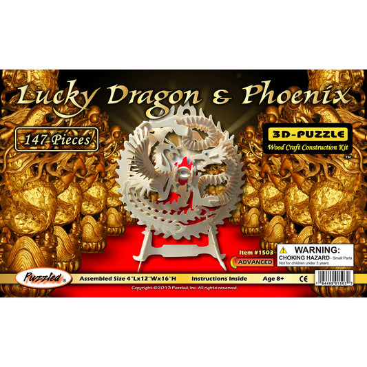Wooden Lucky Dragon & Phoenix 3D Puzzle
