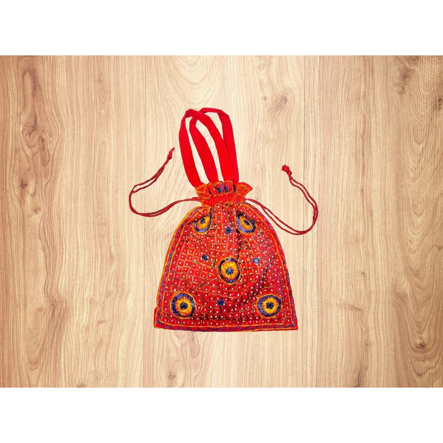 Embroidered Mirror Bag with Circles - Hand Made