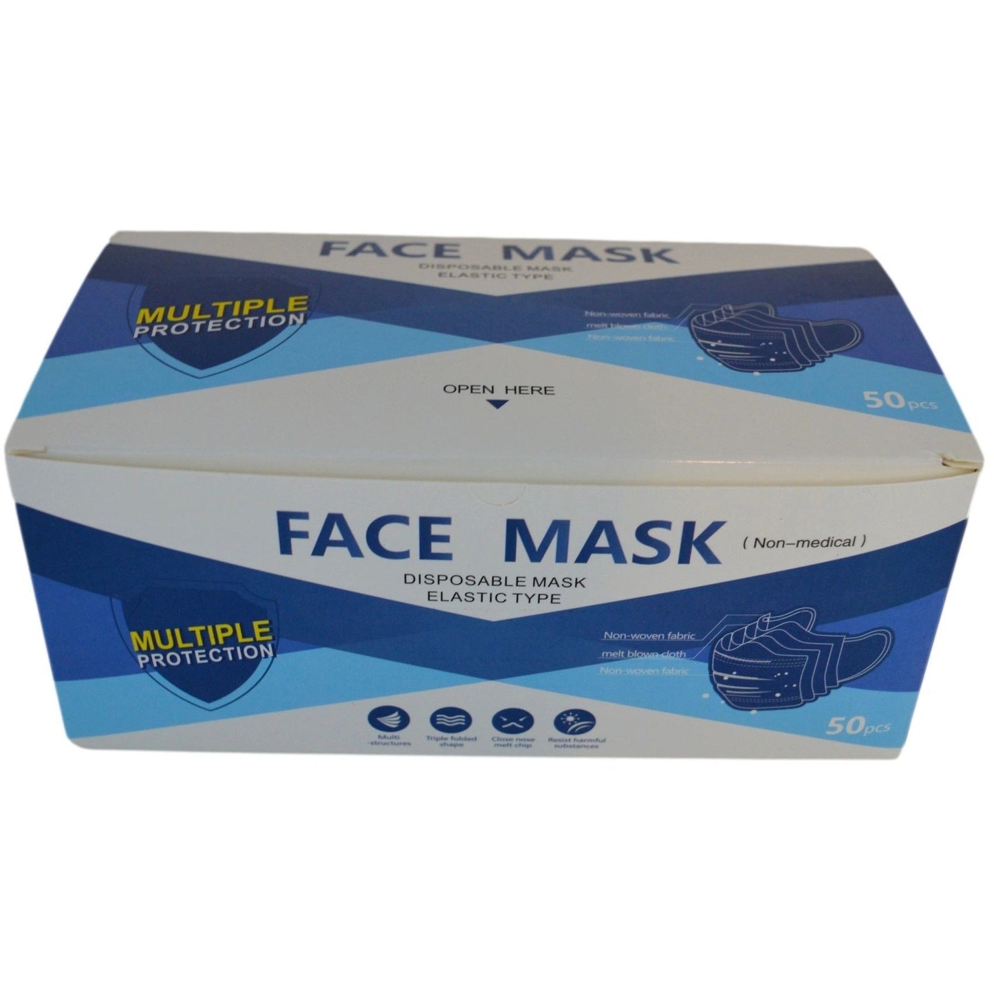 3 Ply Disposable Face Mask, Non-Medical High Filtration Ventilation Security, Hygiene Protection Safety Cover