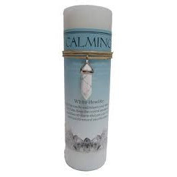 Calming Pillar Candle with White Howlite Crystal Pendant/Necklace