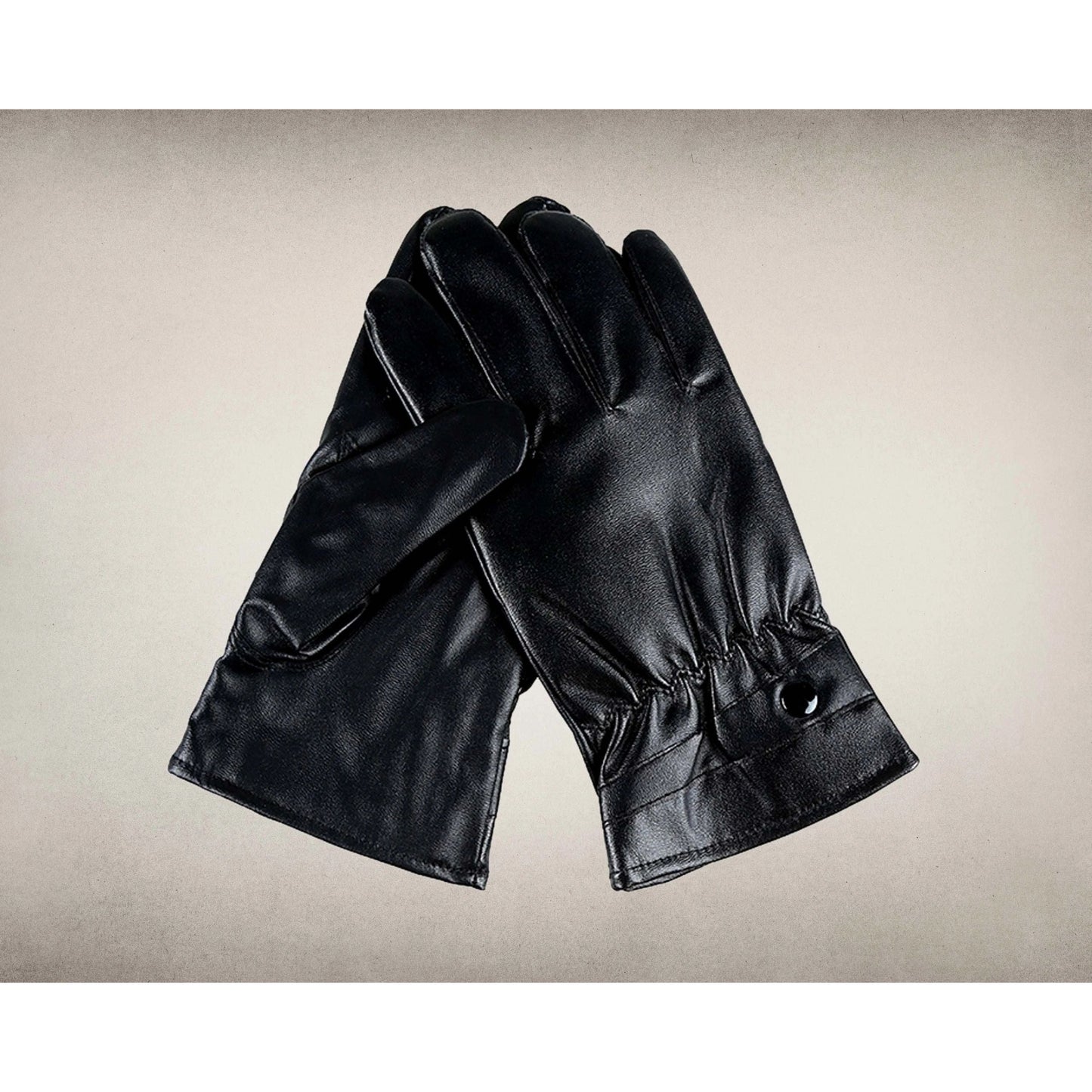 Black Leather Fleece Lined Unisex Winter Gloves