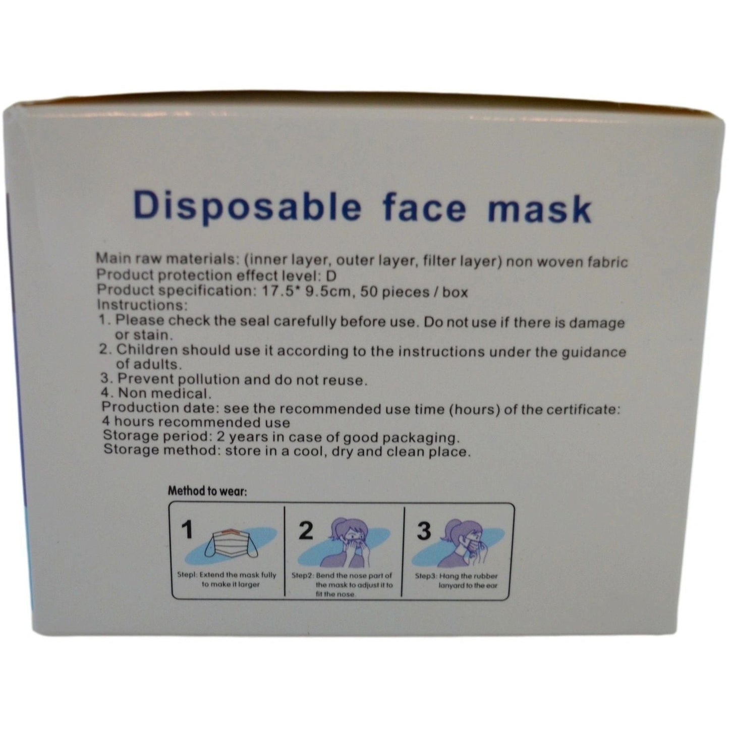 3 Ply Disposable Face Mask, Non-Medical High Filtration Ventilation Security, Hygiene Protection Safety Cover