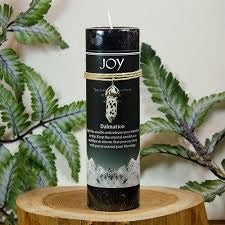 Joy Pillar Candle with Dalmation Jasper Crystal Pendant/Necklace