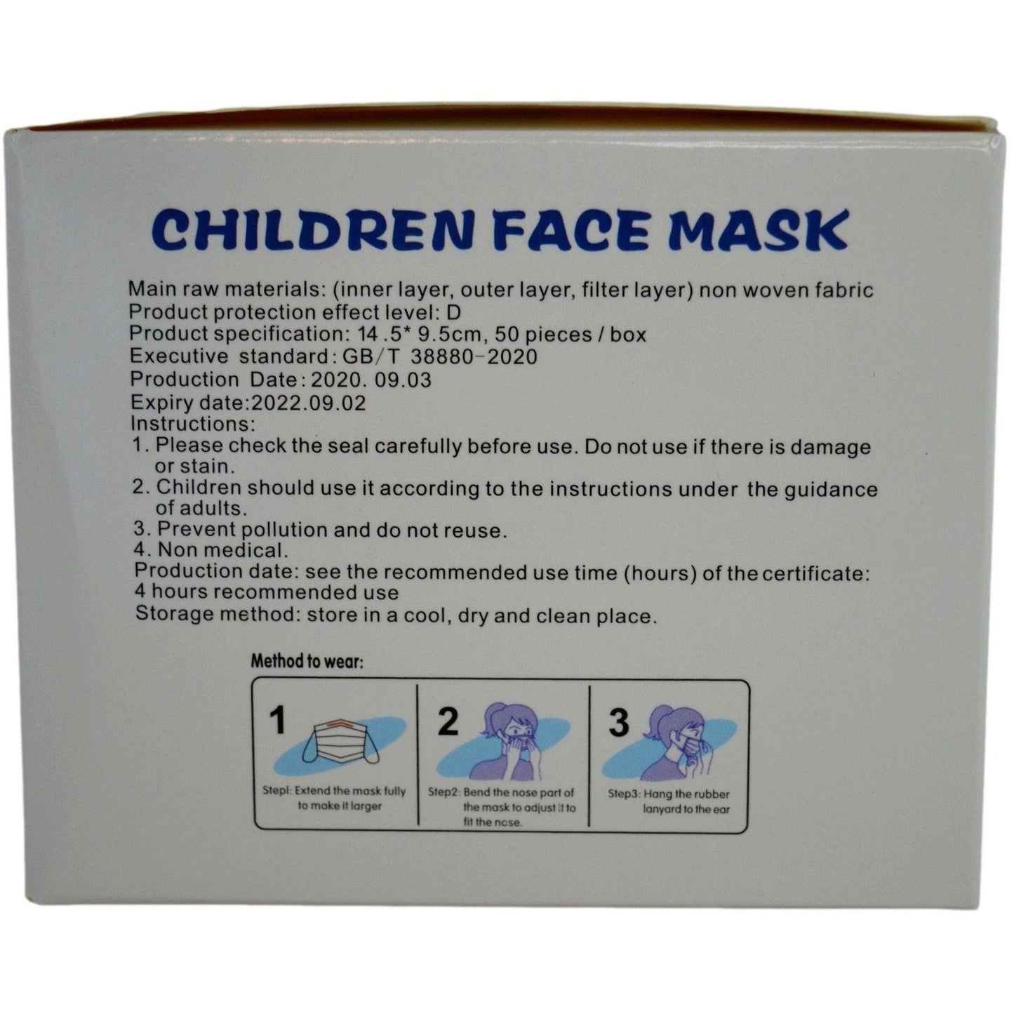 50 pieces -Children Disposable Non-Woven 3 Ply Face Masks