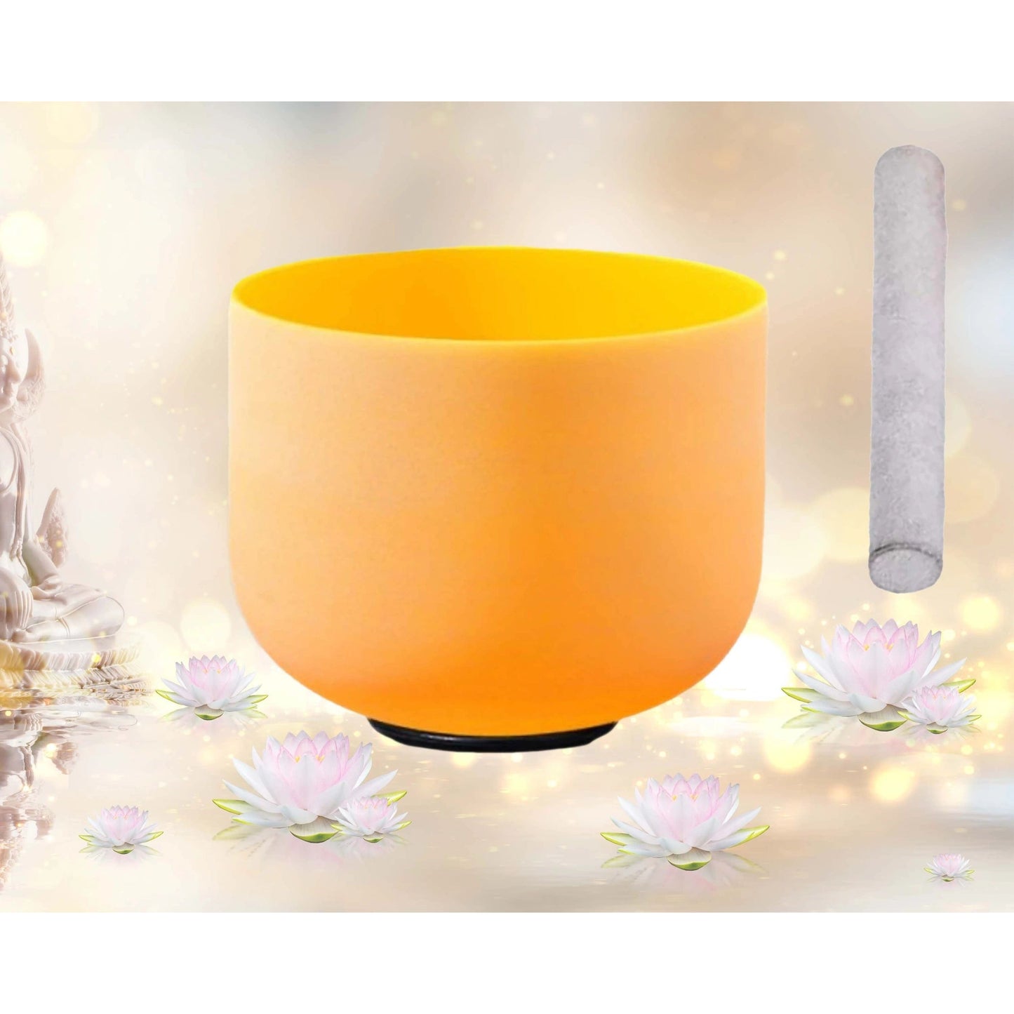 Yellow Crystal Quartz Singing Bowl with 1 Mallet & O Ring - Meditation, Solar Plexus