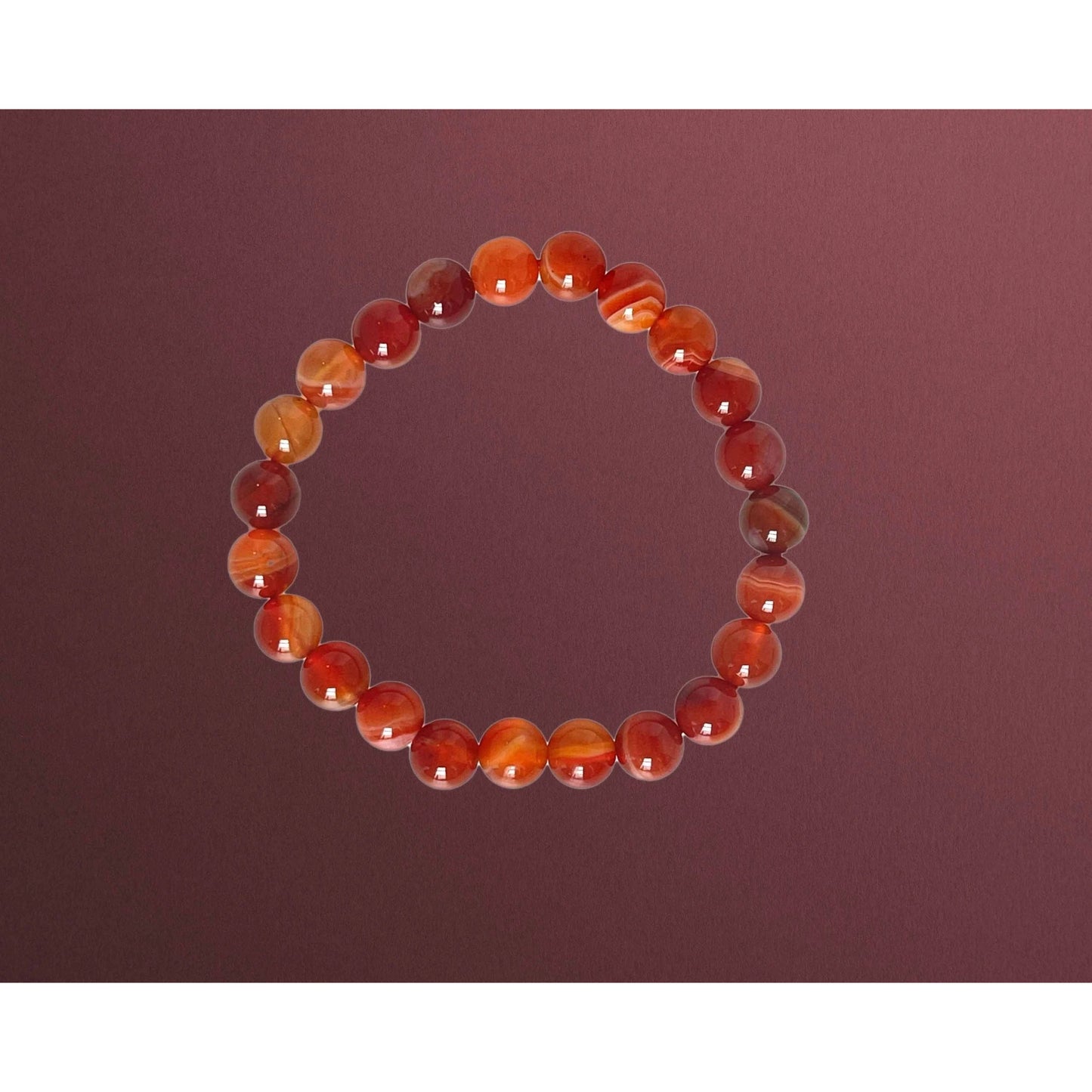 Natural Carnelian Tumbled Round 8 MM Gemstone Bracelet