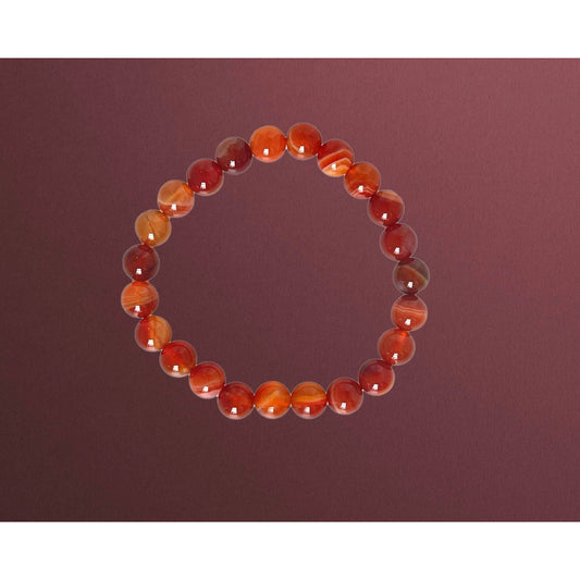 Natural Carnelian Tumbled Round 8 MM Gemstone Bracelet