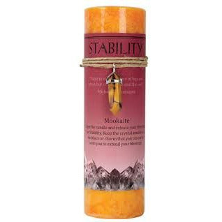 Stability Pillar Candle with Mookaite Crystal Pendant/Necklace