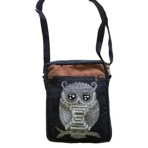 yak yeti bags Yak & Yeti Embroidered Owl Print Cross Body Bag – SPECTRUM-INDIA