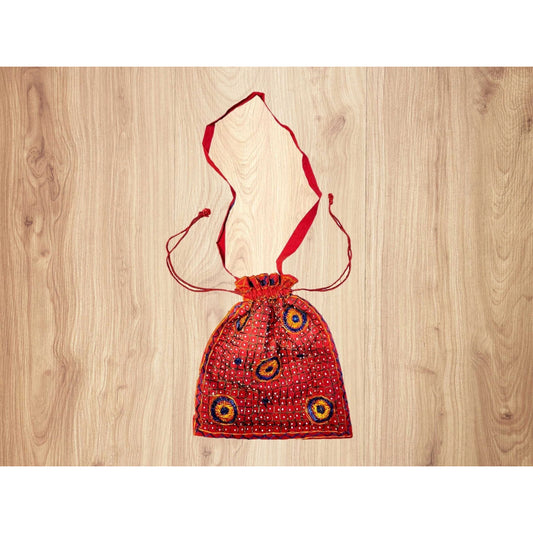 Embroidered Mirror Bag with Circles - Hand Made