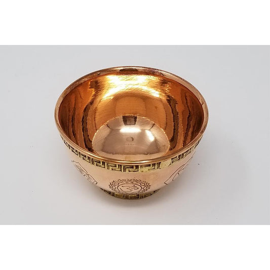 Tibetan Symbol Copper Offering Bowl